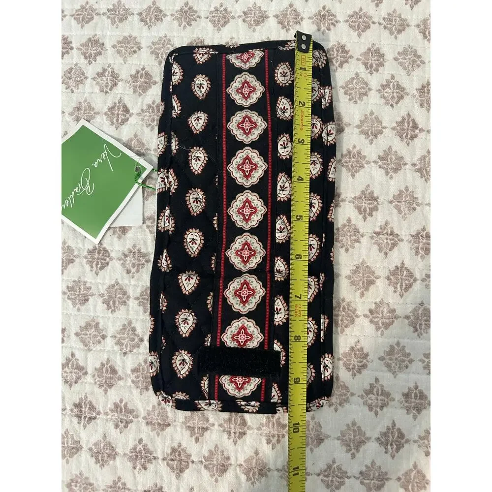 NWT Vera Bradley Pocket Trifold Classic Black Red Wallet Quilted Velcro Closure